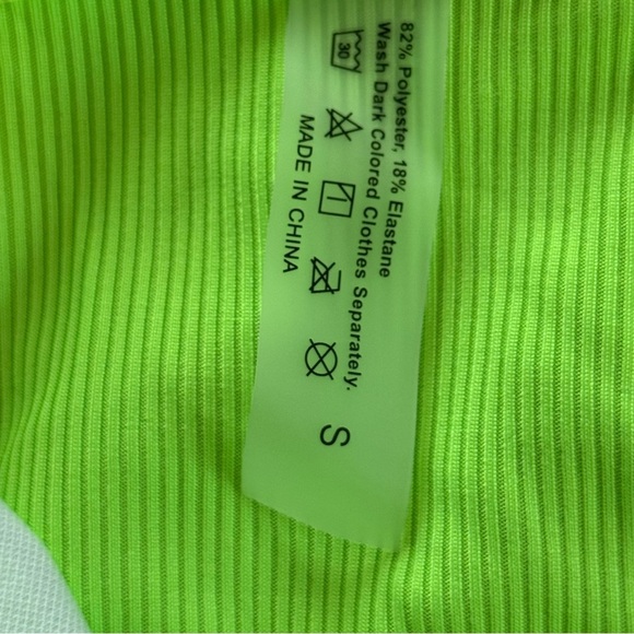 Neon Green Bikini Ribbed Bottom Small - Picture 2 of 7